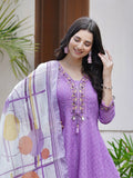 Smooth Lilac Ethnic Linen A-Line Dress Geetha Creation