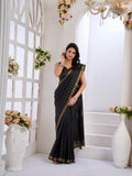 Pure Black Checks with Copper Glow Tussar Silk Saree Geetha Creation