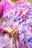 Bursting Rainbow Pink Abstract Linen Saree