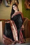 Bandhani Motif Buttery Soft Silk with Contrast Red Jacquard Border Saree Geetha Creation