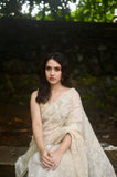 Vanilla Soft Satin Saree with Fusion Embroidery CSE Geetha Creation