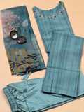 Sparkling Blue Cotton Silk Ready to Wear Silk Kurti Set