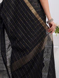 Pure Black Checks with Copper Glow Tussar Silk Saree Geetha Creation