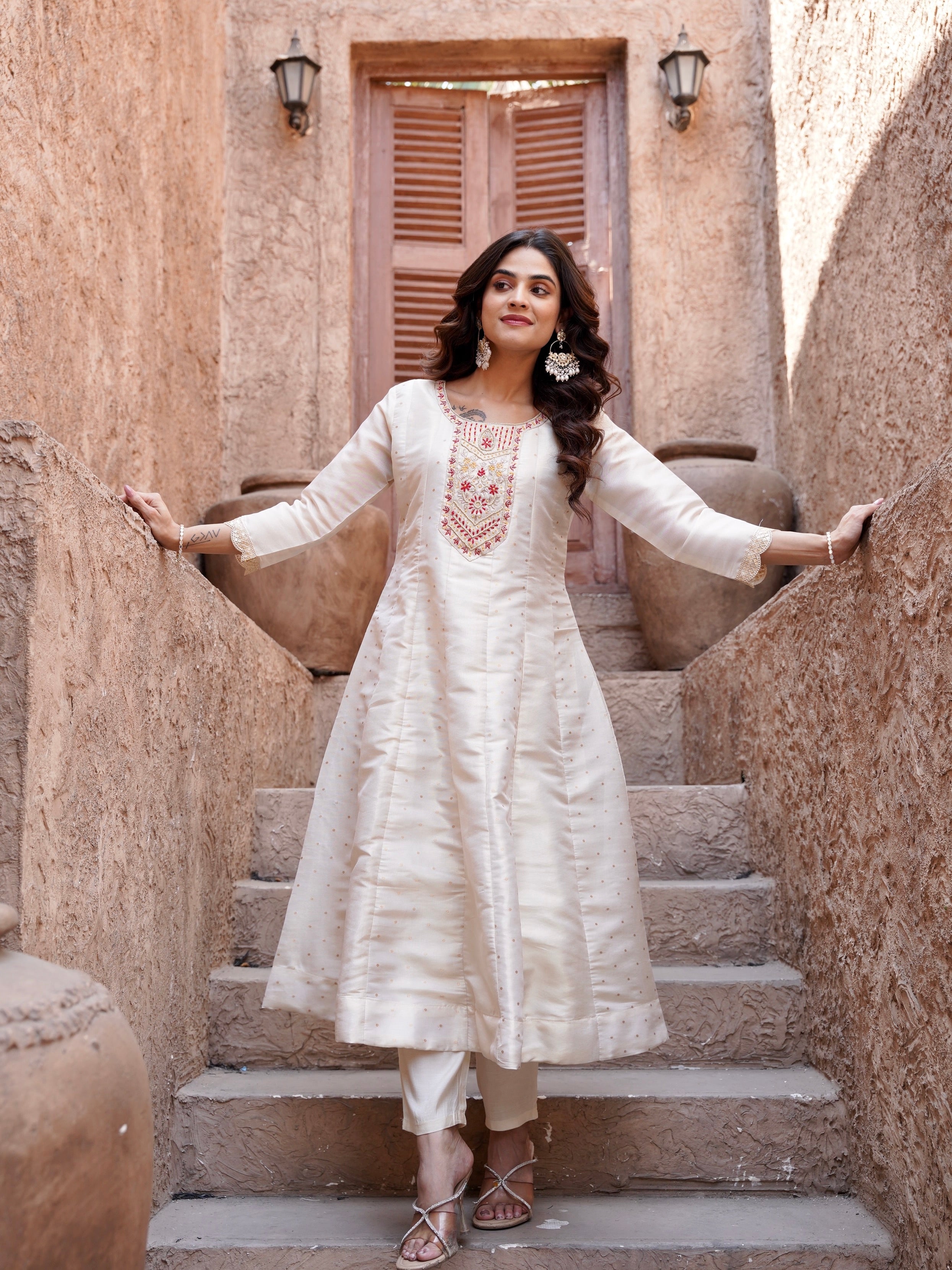 Classic Red and Ivory Ready to Wear Dress Geetha Creation Classic Red and Ivory Ready to Wear Dress Geetha Creation