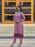 Gulnar Peach Ready to Wear Silk Kurti Set Geetha Creation