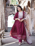 Heritage Wine Ready to Wear Anarkali Dress