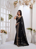 Pure Black With Copper Glow Tussar Silk Saree Geetha Creation