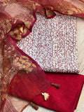 Red Birds Cotton Silk Unstitched Salwar Suit set CSS