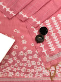 Sophisticated Pink Handloom Jacquard Floral Chanderi Suit Set HCS