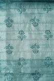 Aqua Green Floral Border Printed - Handloom Chapa 2 piece Set