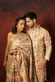 Dotted Zigzag and Striped Tussar Couple Outfits