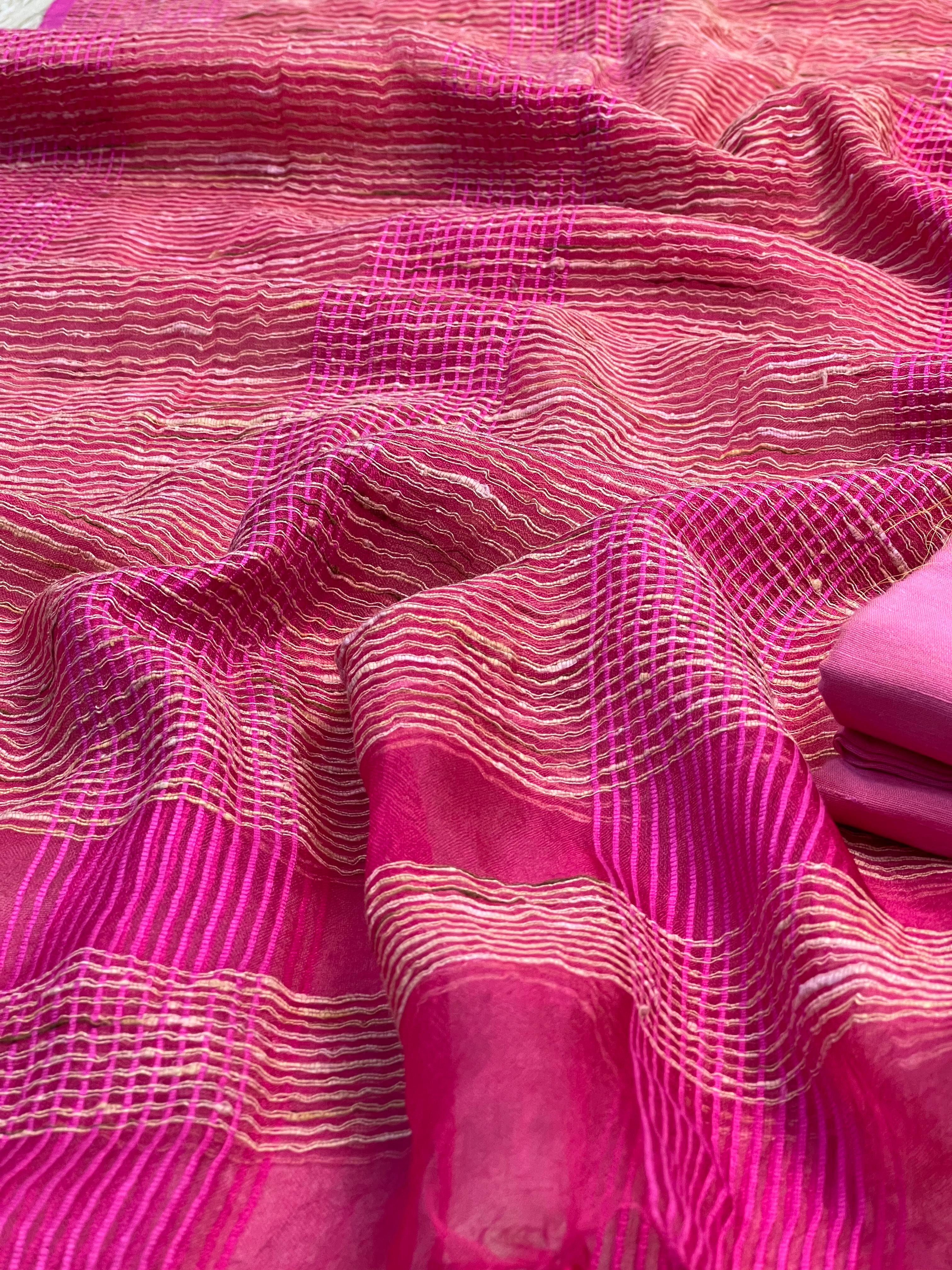 Pink Floral Cotton Silk Unstitched Salwar Suit set CSS