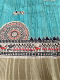 Sky Blue Madhubani Handloom Unstitched Salwar Set