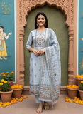 Soft Blue Ready To Wear Silk kurta Set Geetha Creation