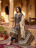 Royal Indigo Pure Muslin Cotton Suit Set Geetha Creation