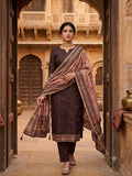 Regal Mocha Handloom Semi-Silk Suit Set Geetha Creation