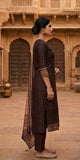 Regal Mocha Handloom Semi-Silk Suit Set Geetha Creation