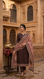 Regal Mocha Handloom Semi-Silk Suit Set Geetha Creation