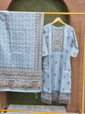 Soft Blue Ready To Wear Silk kurta Set Geetha Creation