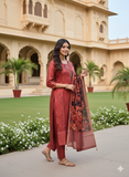 Geometric Fusion Ready To Wear Silk kurta Set Geetha Creation