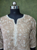 Grace of Beige Linen Ready To Wear Kurta Set Geetha Creation