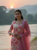 Sparkling Hot Pink Ombre Organza Ready to Wear Silk Kurti Set Geetha Creation