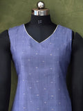 Stylish Lavender Blue Cotton Fancy Ready To Wear Kurta Set Geetha Creation