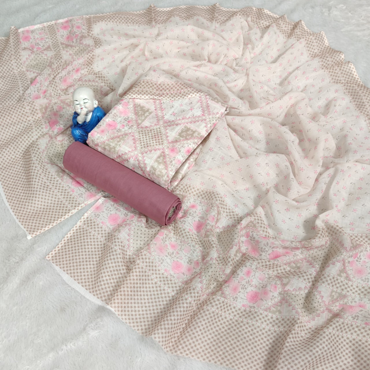 Pink and Cream Linen Checks Suit LC1