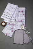 Lavender Lush Floral Linen Checks Unstitched Suit Set LC2