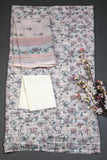 Pastel Pink Floral Linen Checks Unstitched Suit Set LC2