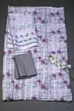 Lavender Lush Floral Linen Checks Unstitched Suit Set LC2