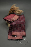 Rosewood Squares Chequered Chapa Handloom Tussar Saree C3