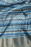Zig Zag Cerulean Chapa Handloom Tussar Saree C3