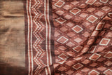 Subtle Brown Zig-Zag Patterned Border Chapa Handloom Saree Geetha Creation