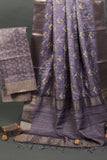 Boho Floral Mauve Chapa Handloom Tussar Saree C2 Geetha Creation