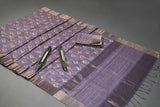 Boho Floral Mauve Chapa Handloom Tussar Saree C2 Geetha Creation