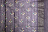 Boho Floral Mauve Chapa Handloom Tussar Saree C2 Geetha Creation