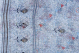 Blue Haze Floral  Linen Checks Unstitched Suit Set LC2