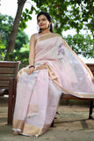 Super Rich Double Cloth Organza Saree - Pastel Pink
