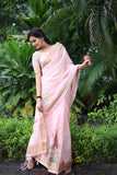 Super Rich Double Cloth Organza Saree - Baby Pink Geetha Creation