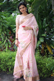 Super Rich Double Cloth Organza Saree - Baby Pink Geetha Creation